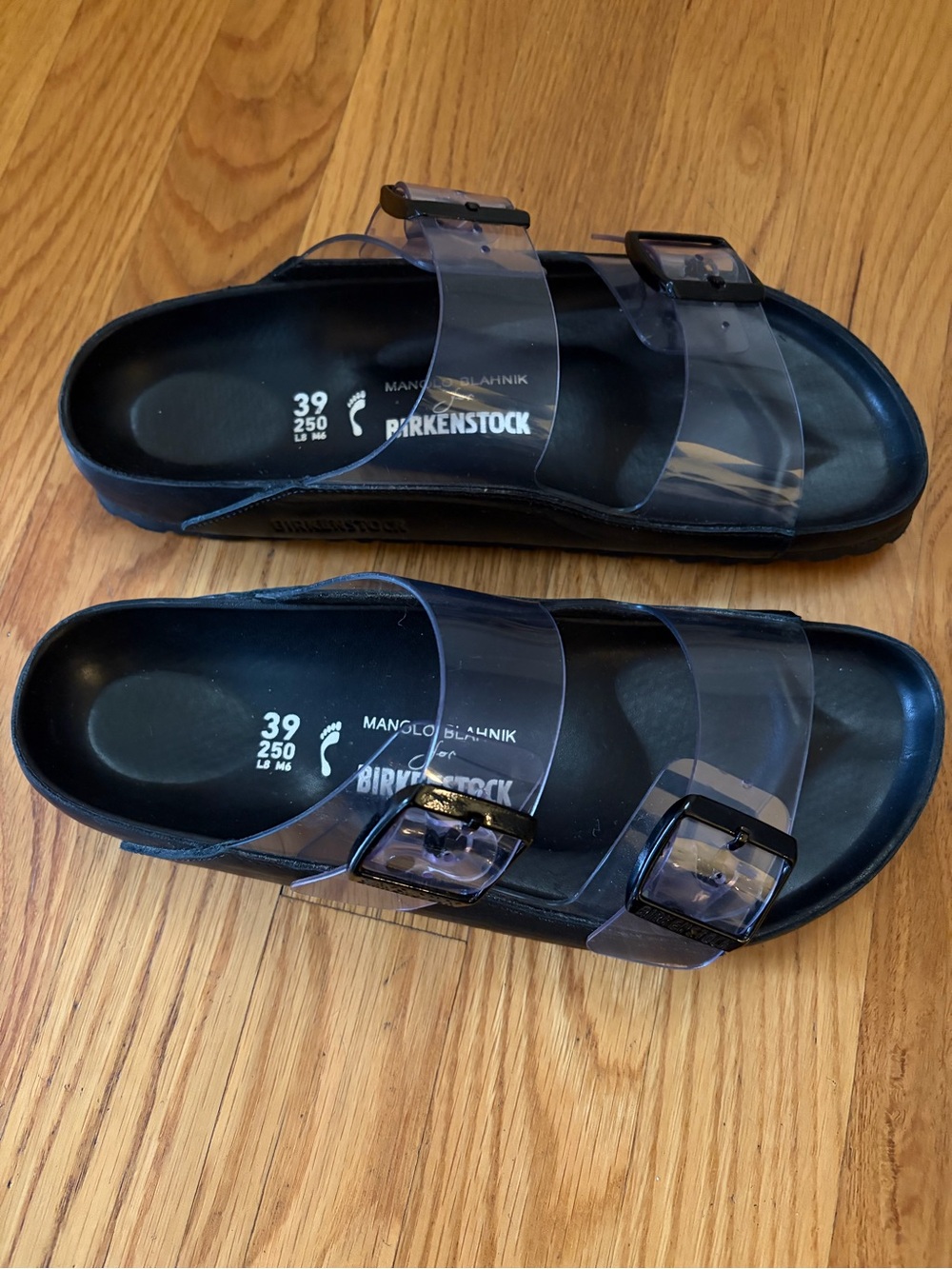 Manolo Blahnik x Birkenstock Arizona PVC Transparent Sandals Size 8 - 8.5 - Picture 3 of 13